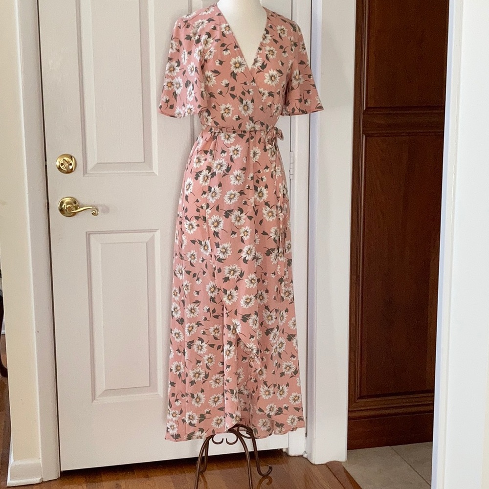 Floral Show Me Your Mimi Pink Wrap Hi Low dress